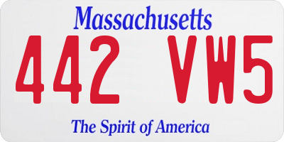 MA license plate 442VW5