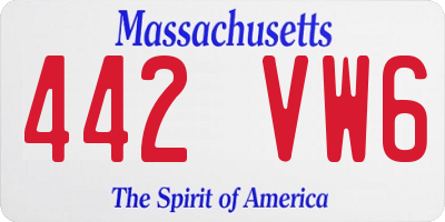 MA license plate 442VW6
