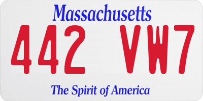 MA license plate 442VW7