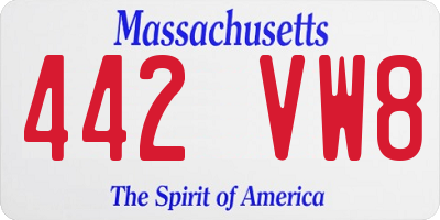 MA license plate 442VW8