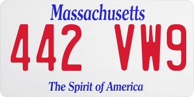 MA license plate 442VW9