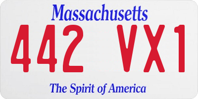 MA license plate 442VX1