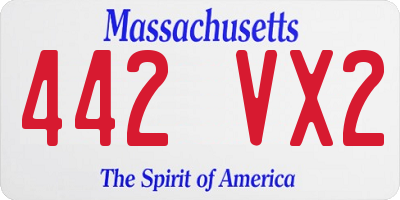 MA license plate 442VX2