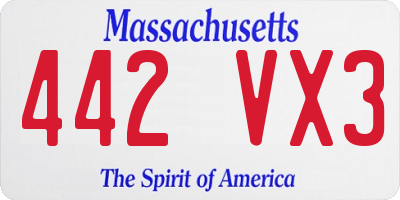 MA license plate 442VX3