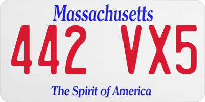 MA license plate 442VX5
