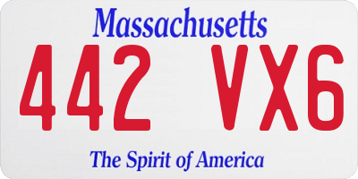 MA license plate 442VX6