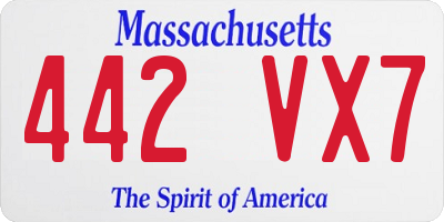MA license plate 442VX7