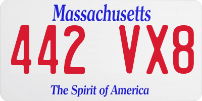 MA license plate 442VX8