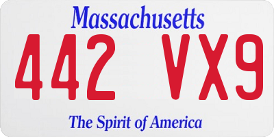 MA license plate 442VX9