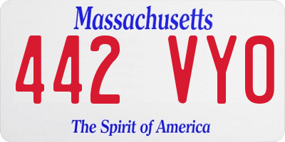MA license plate 442VY0