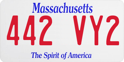 MA license plate 442VY2
