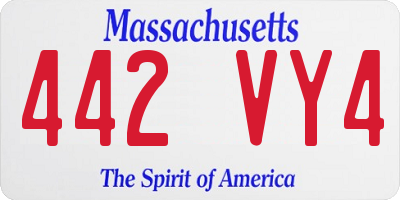MA license plate 442VY4