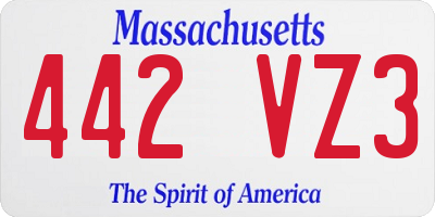 MA license plate 442VZ3