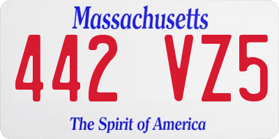 MA license plate 442VZ5