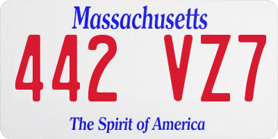 MA license plate 442VZ7