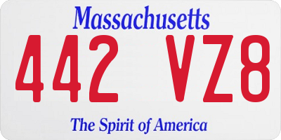 MA license plate 442VZ8