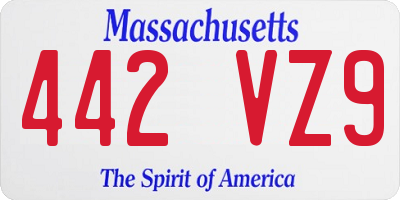 MA license plate 442VZ9