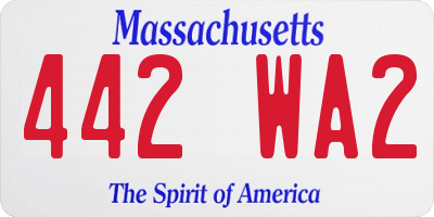 MA license plate 442WA2