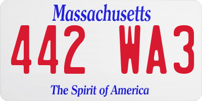 MA license plate 442WA3