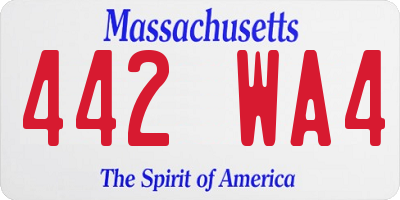 MA license plate 442WA4