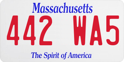MA license plate 442WA5