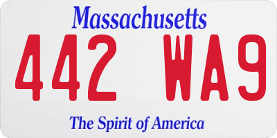 MA license plate 442WA9