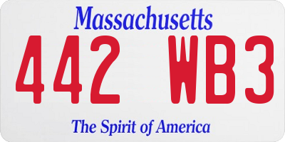 MA license plate 442WB3