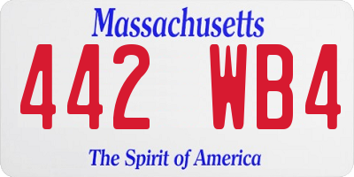 MA license plate 442WB4