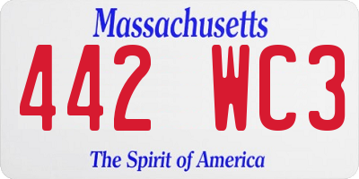 MA license plate 442WC3