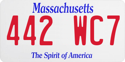 MA license plate 442WC7