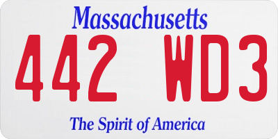 MA license plate 442WD3