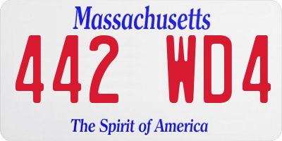 MA license plate 442WD4
