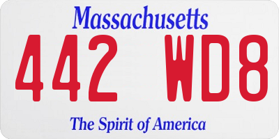 MA license plate 442WD8
