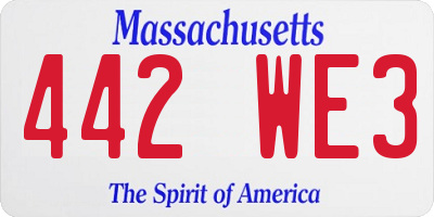 MA license plate 442WE3