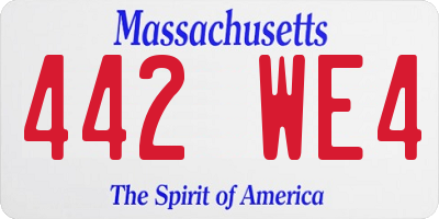 MA license plate 442WE4