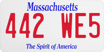 MA license plate 442WE5