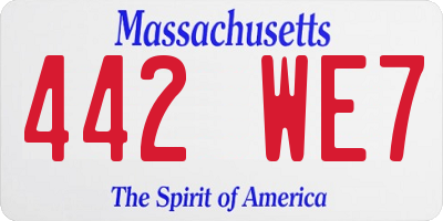 MA license plate 442WE7
