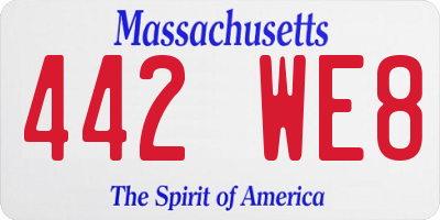 MA license plate 442WE8