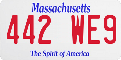 MA license plate 442WE9