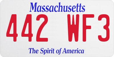 MA license plate 442WF3