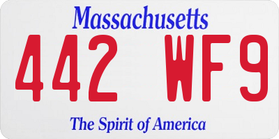 MA license plate 442WF9