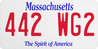 MA license plate 442WG2