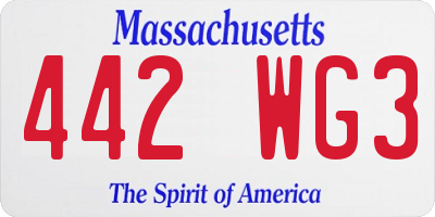 MA license plate 442WG3