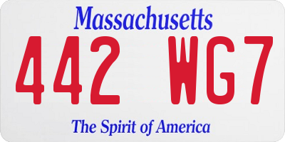 MA license plate 442WG7