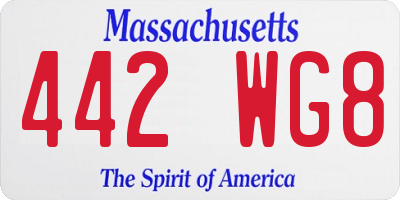 MA license plate 442WG8