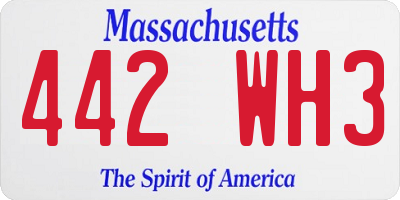 MA license plate 442WH3