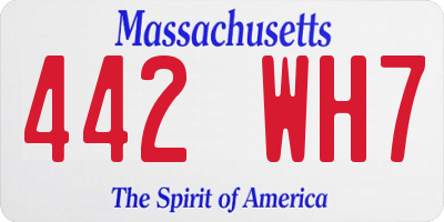 MA license plate 442WH7