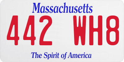 MA license plate 442WH8