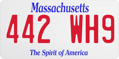 MA license plate 442WH9
