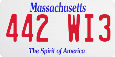 MA license plate 442WI3